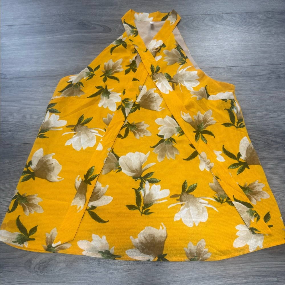 DNA Couture Yellow Floral Halter Blouse
